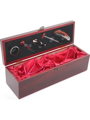 Eco Port Ahşap Kutulu Şaraplık ve Tirbuşon Seti ALK2624