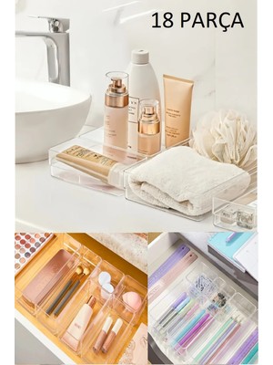 UltraMint 18 Parça Çok Amaçlı Çekmece Düzenleyici Seti, Kalemlik ve Takı Organizer