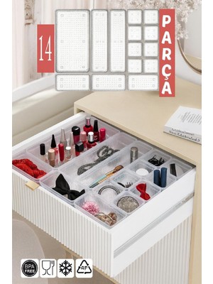 UltraMint 14'lü Dolap Içi Çekmece Düzenleyici Mutfak Organizer Kaşıklık Seti