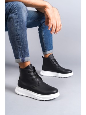 Zapatos SLW204 Franca Bağcıklı Cilt Erkek Spor Bot Cbt - Siyah