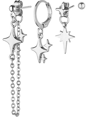 Klips Toptan Üçlü Kombin K.yıldızı Küpe