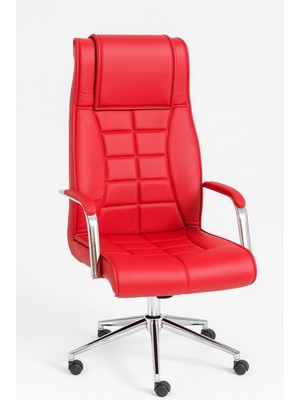 Sadık Ofis Ergonomik Başlıklı Çalışma Koltuğu – Krom Ayaklı, 360° Döner Tekerlekli Ofis Sandalyesi