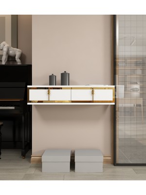 Morepp Skyt 90 cm 2 Kapaklı,raflı, Duvara Monte Dresuar Beyaz-Gümüş