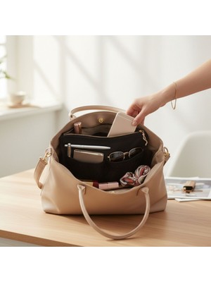 UltraMint Fermuarlı 12 Bölmeli Kapitone Suni Deri Çanta Organizer Kadın Düzenleyici