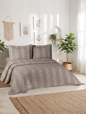 Calantha Home Collection Aspen 3 Parça Çift Kişilik Pike Takımı Kahverengi 240 x 260 cm