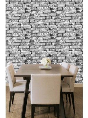 Golden DUVAR KAĞIDI - BORDÜR Eskitme Tuğla Duvar Desen Nonwoven 5,2m² Silinebilir Dekoratif Duvar Kağıdı