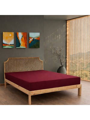 MODELHOME Bordo Renkli %100 Pamuklu Penye Kumaşından Lastikli Çarşaf (7 Farklı Ebat)