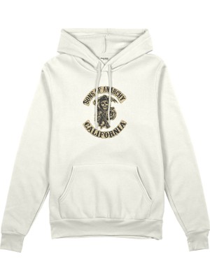 The Lucid Lab Sons Of Anarchy Oversize Hoodie - Beyaz