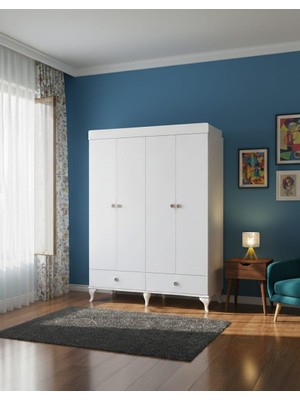 Patiko Pdlp 203  Beyaz Dört  Kapaklı Pera  Dolap