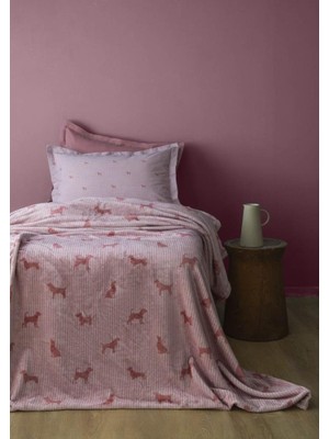 Apricitas Home Rex Pembe Tek Kişilik Battaniyeli Nevresim Seti