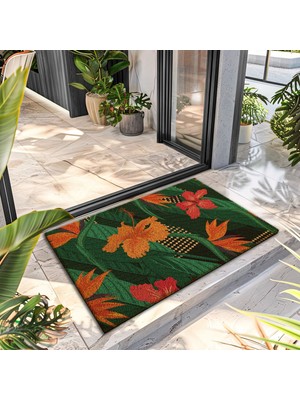 Decovetro Paspas Botanik Çiçek Desenli Kapı Önü Paspası 40 x 60 cm