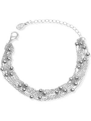 Klips Toptan Gümüş Top Zincir Detay Çoklu Bileklik