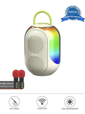 Eco Port Bluetooth Hoparlör Çift Mikrofonlu Kablosuz Parti Speaker Beyaz