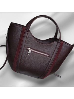 Valentina Victoria Hakiki  Deri  Kova Şeklinde Şık Kadın El Çanta