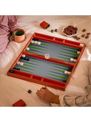 Addison Ross Orange Croc Lacquer Backgammon Set