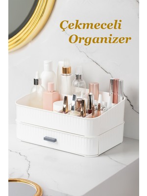 UltraMint Çekmeceli Takı ve Makyaj Organizeri, Beyaz, Pratik ve Şık Tasarım
