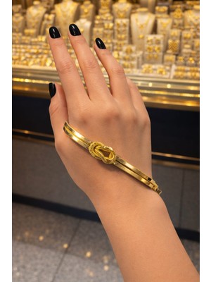 Revasteel Sonsuz AŞK Düğüm Çelik Kelepçe Gold Renk Bileklik 20 cm – Kalın Model Şık ve Dayanıklı Tasarım