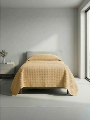 Sofline Premium %100 Pamuk Tek Kişilik Yazlık Pike, Yatak Örtüsü, Terletmez Kumaş(PUDRA RENK) (160x240cm)