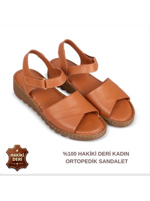 Cozi Company Kadın Hakiki Deri Ortopedik Yumuşak Tabanlı Sandalet