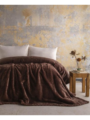 Apricitas Home Trusty Kahve Tek Kişilik Jakar Desen Battaniye 160X220CM