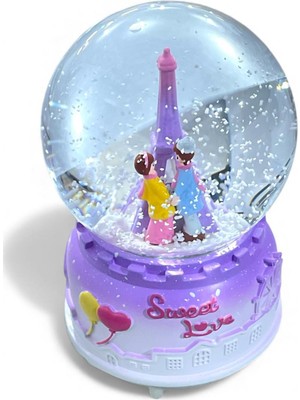PremiumPort Işıklı ve Müzikli Kar Küresi, Sevgi Dolu Hediye, 13CM, Özel Anlar Için