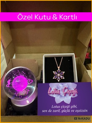 PremiumPort Renkli LED Işıklı Cam Satürn, Dolunay, Lotus ve Kız Küresi Dekorasyon