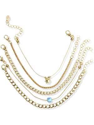 Klips Concept Güneş ve Mavi Boncuk Beşli Kombin Bileklik