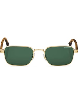 Montblanc Altın Renkli Metal Çerçeveli Dikdörtgen Güneş Gözlüğü 133462