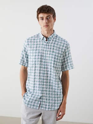 Lc Waikiki Yeni Sezon Regular Fit Kısa Kollu Ekose Armürlü Erkek Gömlek