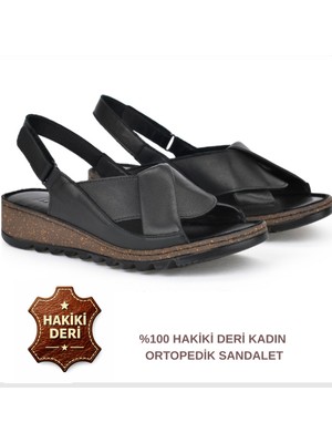 Cozi Company %100 Hakiki Deri Ortopedik Yumuşak Tabanlı Şık Günlük Sandalet