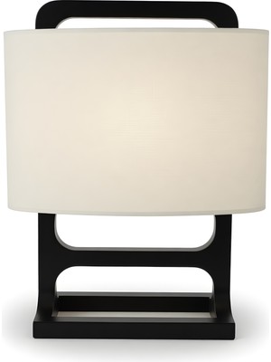 Bahar Aydınlatma Zena Siyah Ahşap Gövdeli Krem Başlıklı Modern Dekoratif Abajur