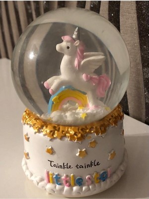 PremiumPort Renkli Işıklı Müzikli Unicorn Temalı Kar Küresi, Havalı ve Eğlenceli Dekor