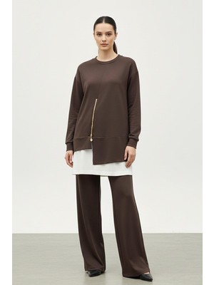 Puane Kadın Fermuar Detaylı Tunik Pantolon Takımı