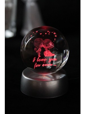 PremiumPort Sevgiliye Özel Işıklı Cam Küre, Sonsuz Sevgi Hediye