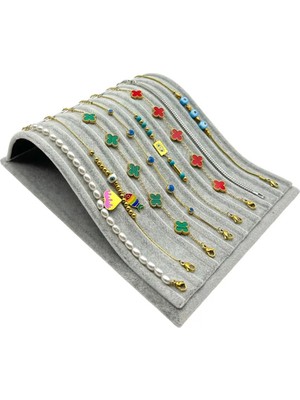 Sezgin Kutu ve Aksesuar Yatay S Bileklik ve Tesbih Standı Süet Gri