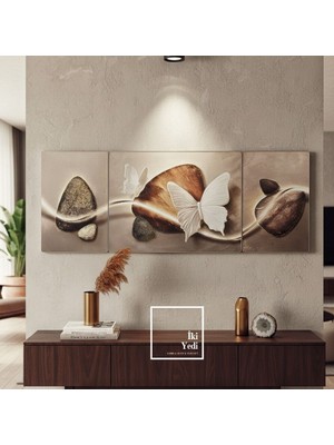 İki Yedi Konsept Vierordt Kabartma Altın Detaylı 3 Parça Duvar Tablosu Lüks Salon & Ofis Duvar Dekoru Seti Modern