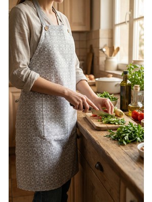 Hamur Suya Dayanıklı Ayarlanabilir Askılı Mutfak Önlük Çok Amaçlı Cepli Barista Şef Önlüğü Elira