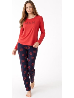 Milan Kumaş Günlük Rahat Çiçek Desenli Pijama Takımı