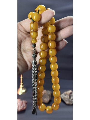 Kehribarkolik Osmanlı Sıkma Tesbihten Tıraş 80,78 Gr. 13*13,5mm. Diyabakırlı Mehmet Aydın