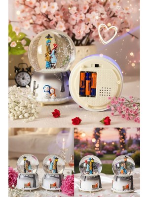 PremiumPort Renk Değiştiren Müzikli Otomatik Kar Motorlu Büyük Boy Kar Küresi