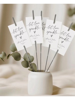 Boketto Opus Kişiye Özel Kutlama Kartı & Işıklı Çubuk | Düğün, Nişan, Doğumgünü Isim ve Tarih Eklenir(10 Adet)