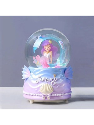 PremiumPort Büyük Boy Müzikli Işıklı Püskürmeli Kuyruklu Deniz Kızı Kar Küresi