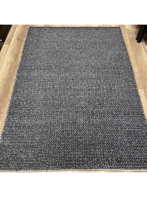 Eko Halı Jade Basketweave Antrasit Naturel Kazak Örgü Desenli El Dokuma Örgü Kilim