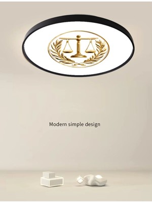 Gökyüzü Panel Ofis Için Adalet Logolu LED Armatür, 50CM-45-WATT-SIYAH-ÇERÇEVE-6500K-BEYAZ-IŞIK, Modern Aydınlatma