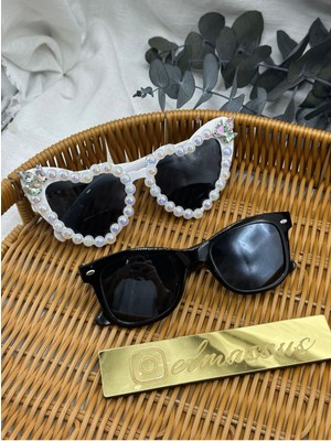 Belirtilmemiş Beyaz Diva Bride Düğün Kına After Inci Gözlük  2 Adet