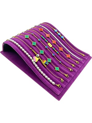 Sezgin Kutu ve Aksesuar Yatay S Bileklik ve Tesbih Standı Süet Mor