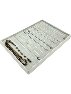 Sezgin Kutu ve Aksesuar Tesbih Bileklik Kolye Tablası Gri Süet