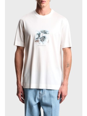 Emporio Armani Baskılı Pamuk Karışımlı Regular Fit Bisiklet Yaka T Shirt Erkek T Shirt EM005272 AF10017 U0003
