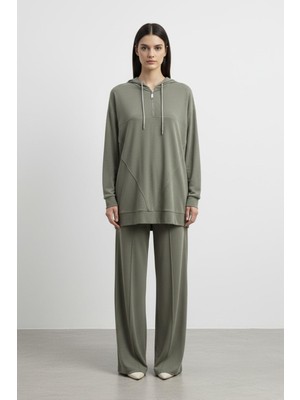 Puane Kadın Rahat Kesim Kapüşonlu Sweatshirt ve Pantolon TAKIMI-14411
