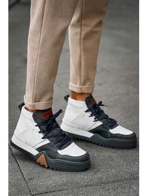 Zapatos CH057 Ghost Line Erkek Spor Günlük Bağcıklı Cilt Bot Cabt - Antrasit/beyaz